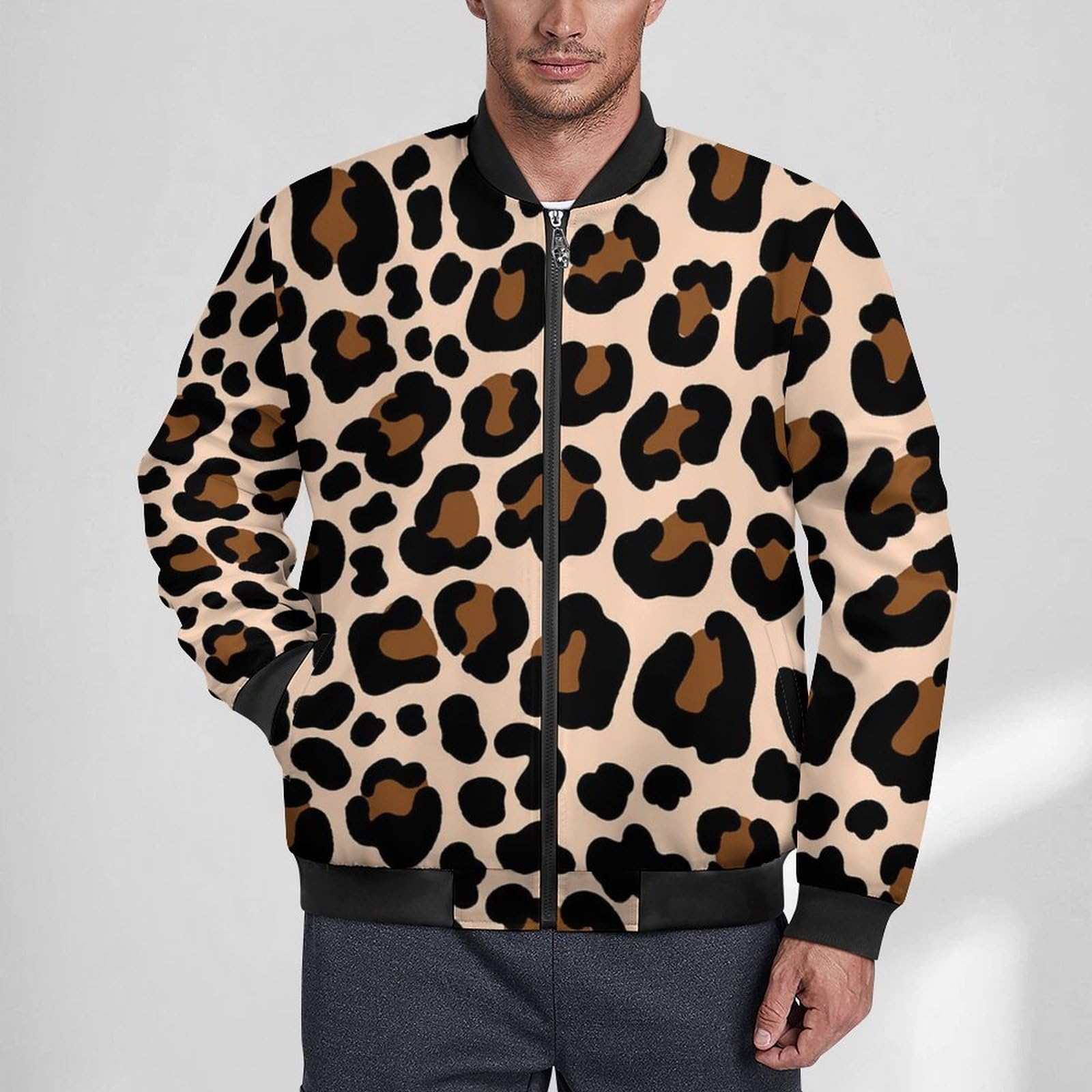 Amazon.co.jp: ミリタリージャケット 豹柄 ヒョウ柄 MA-1 ブルゾン